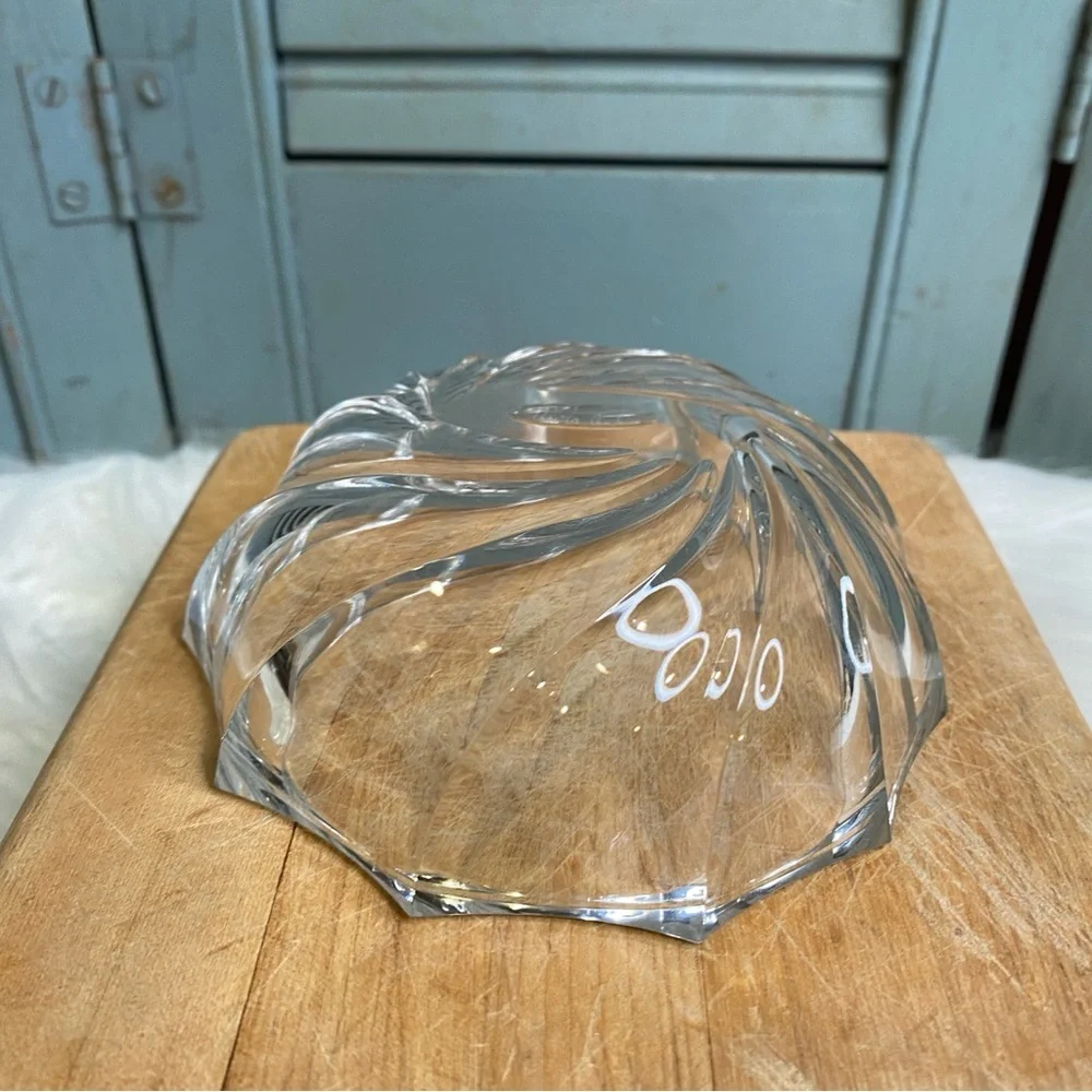 Vintage Val St Lambert Belgium Crystal Swirl Spider Web Dessert Berry 4.5